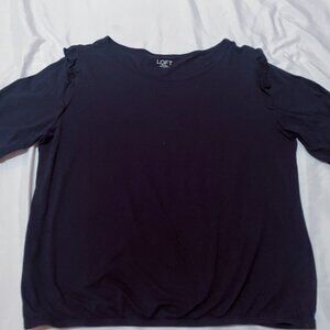Loft ruffle sleave, neck, bottom, solid color